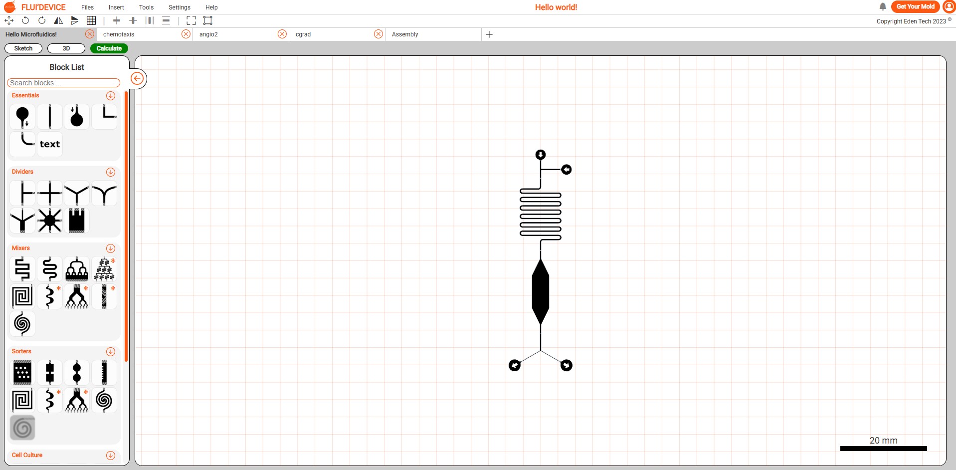 FLUI'DEVICE microfluidics design interface